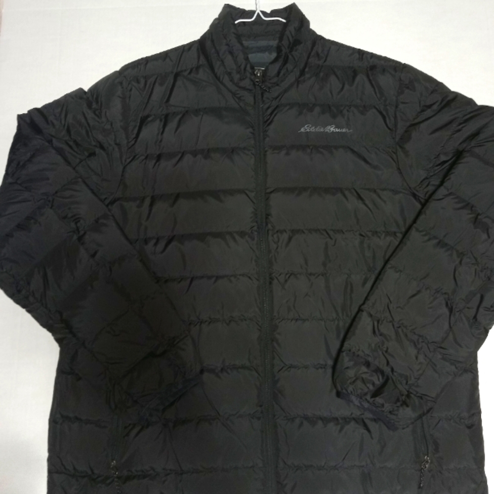 Eddie Bauer EB650 Black Quikted Goose Down Microlight Puffer Jacket Men's SizeXL